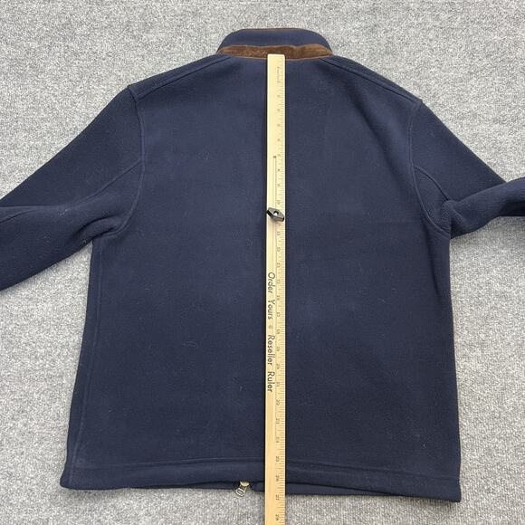 Polo Ralph Lauren Jacket Mens Large Fleece Full Zip Leather Trim Outdoor Coat - Picture 5 of 8